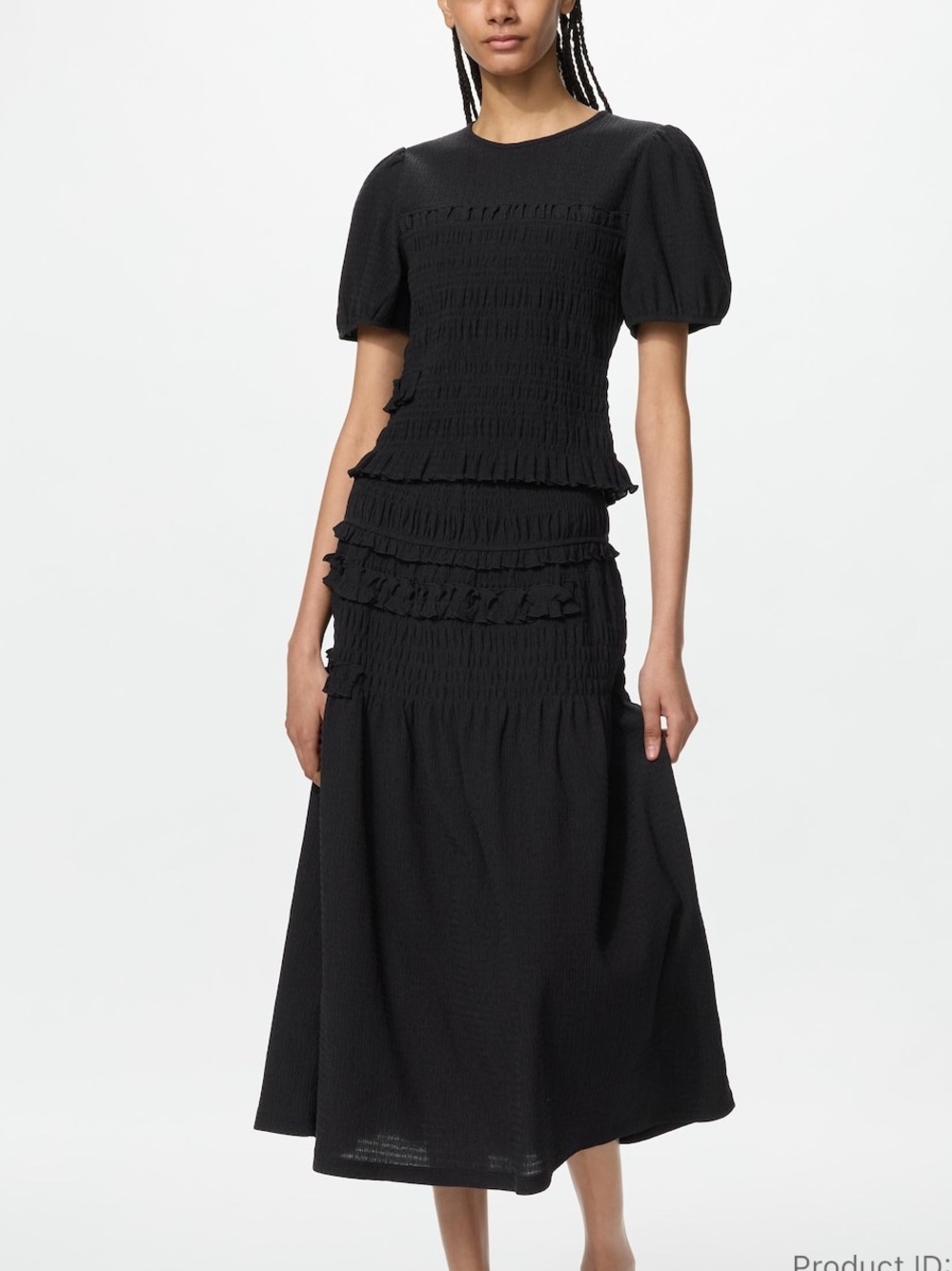 Cecilie Bahnsen x UNIQLO collaboration Black Puff-Sleeve Smocked Top